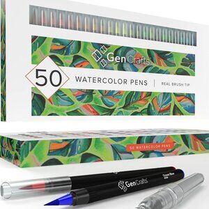 GenCrafts Watercolor Brush Pens – Set of 50 Premium Colors
